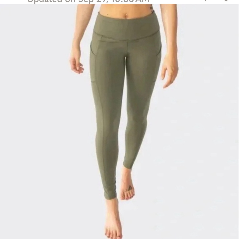 Woolx | Piper Pocket Merino Wool Leggings w. Pockets Olive Green Size L Winter